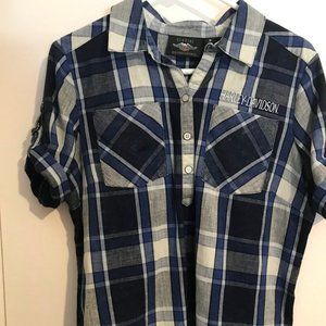 Blue/Black Plaid Harley Davidson Shirt